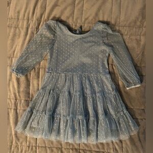 Isobella & Chloe Size 2T Dusty Blue Dress with Swiss Dots